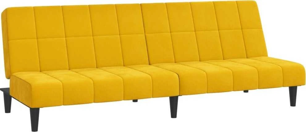 Dvivietė sofa-lova, geltonos spalvos, aksomas