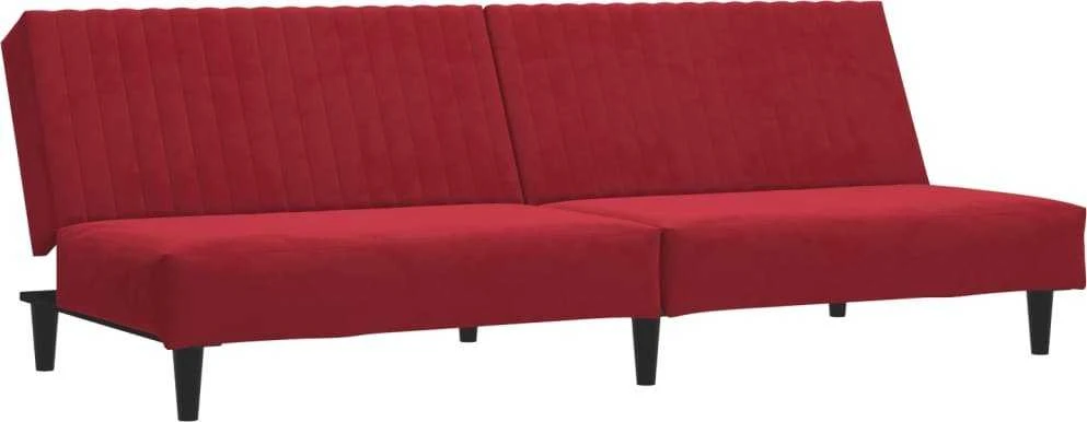 Dvivietė sofa-lova, raudonojo vyno spalvos, aksomas