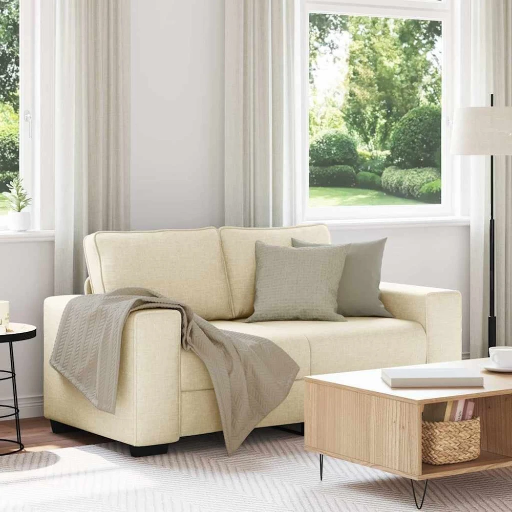 Dvivietė sofa, kreminės spalvos, 160x77x82 cm, audinys