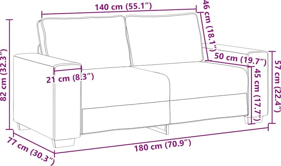 Dvivietė sofa, pilkai ruda, 180x77x82 cm, audinys