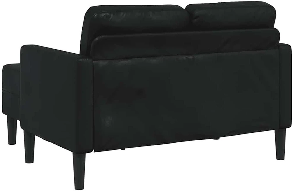 Dvivietė sofa su šezlongu, L formos, juoda, 125 cm, dirbtinė oda