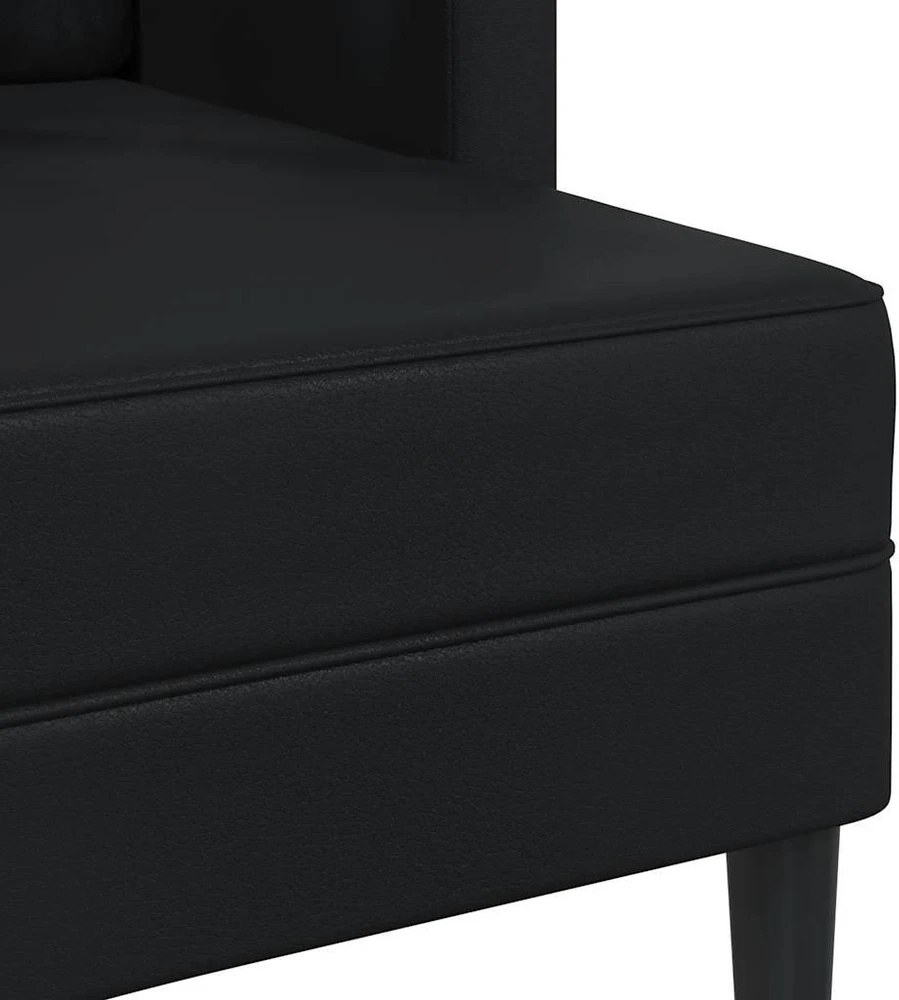 Dvivietė sofa su šezlongu, L formos, juoda, 125 cm, dirbtinė oda