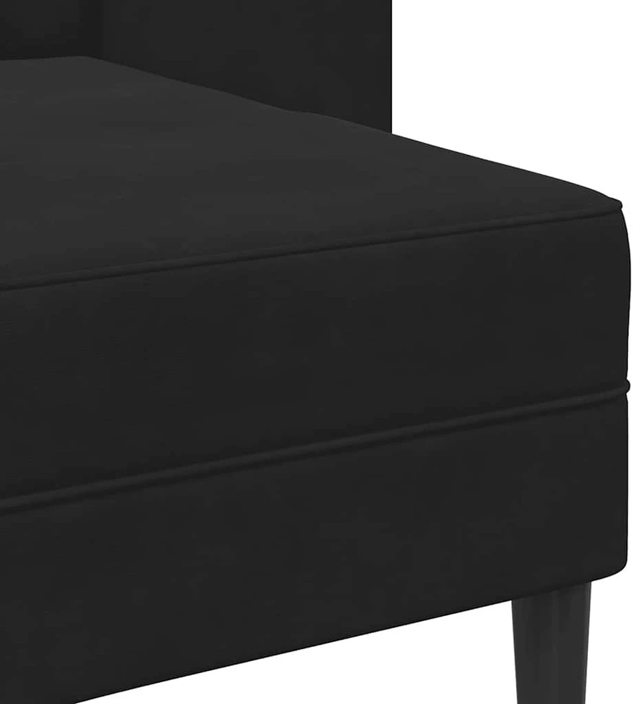 Dvivietė sofa su šezlongu, L formos, juoda, 125 cm, aksominis
