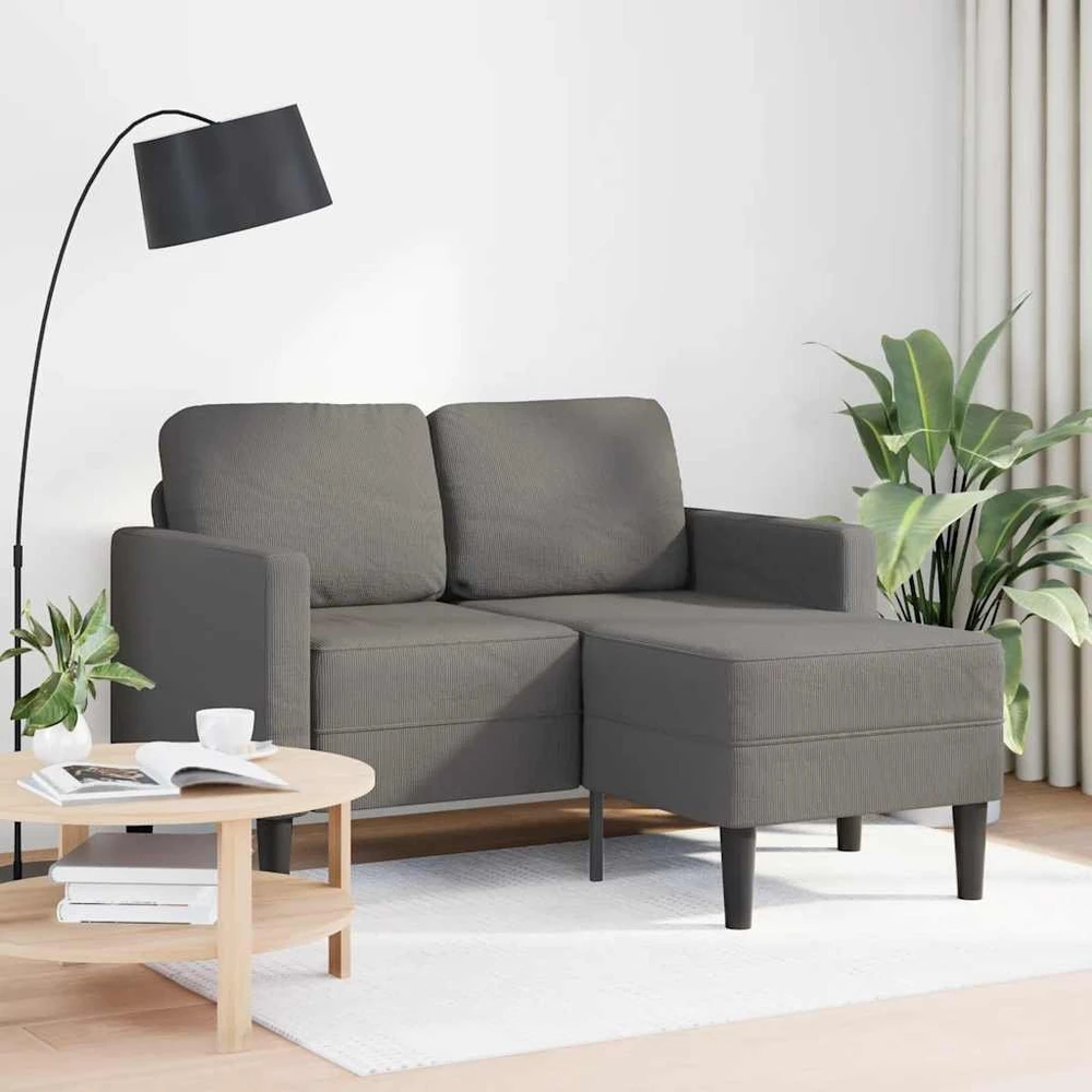 Dvivietė sofa su šezlongu, L formos, šviesiai pilka, 125 cm, linas