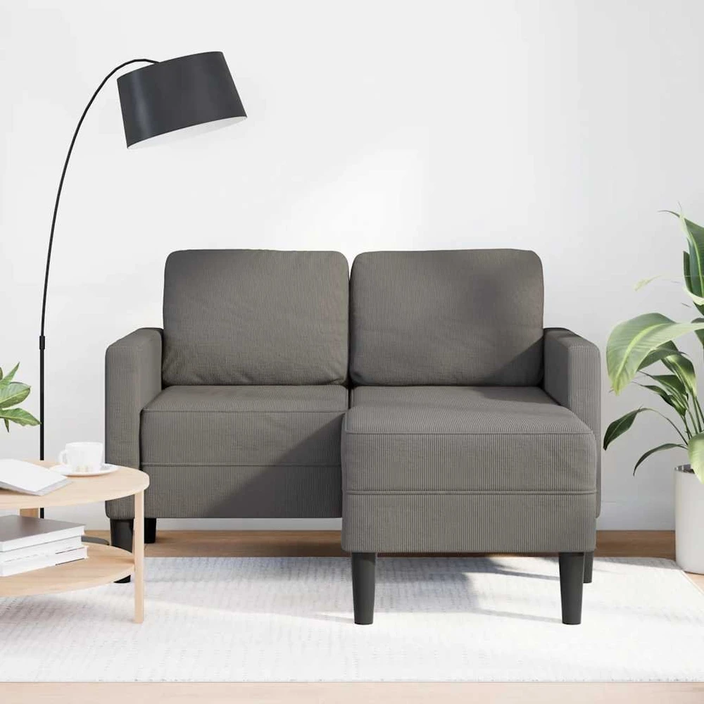 Dvivietė sofa su šezlongu, L formos, šviesiai pilka, 125 cm, linas