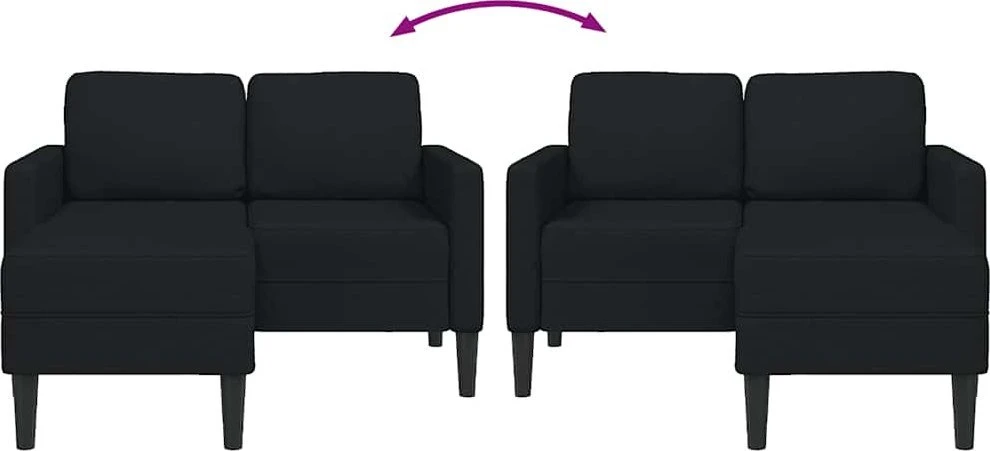 2-vietė sofa su L formos juodu 125 cm audiniu