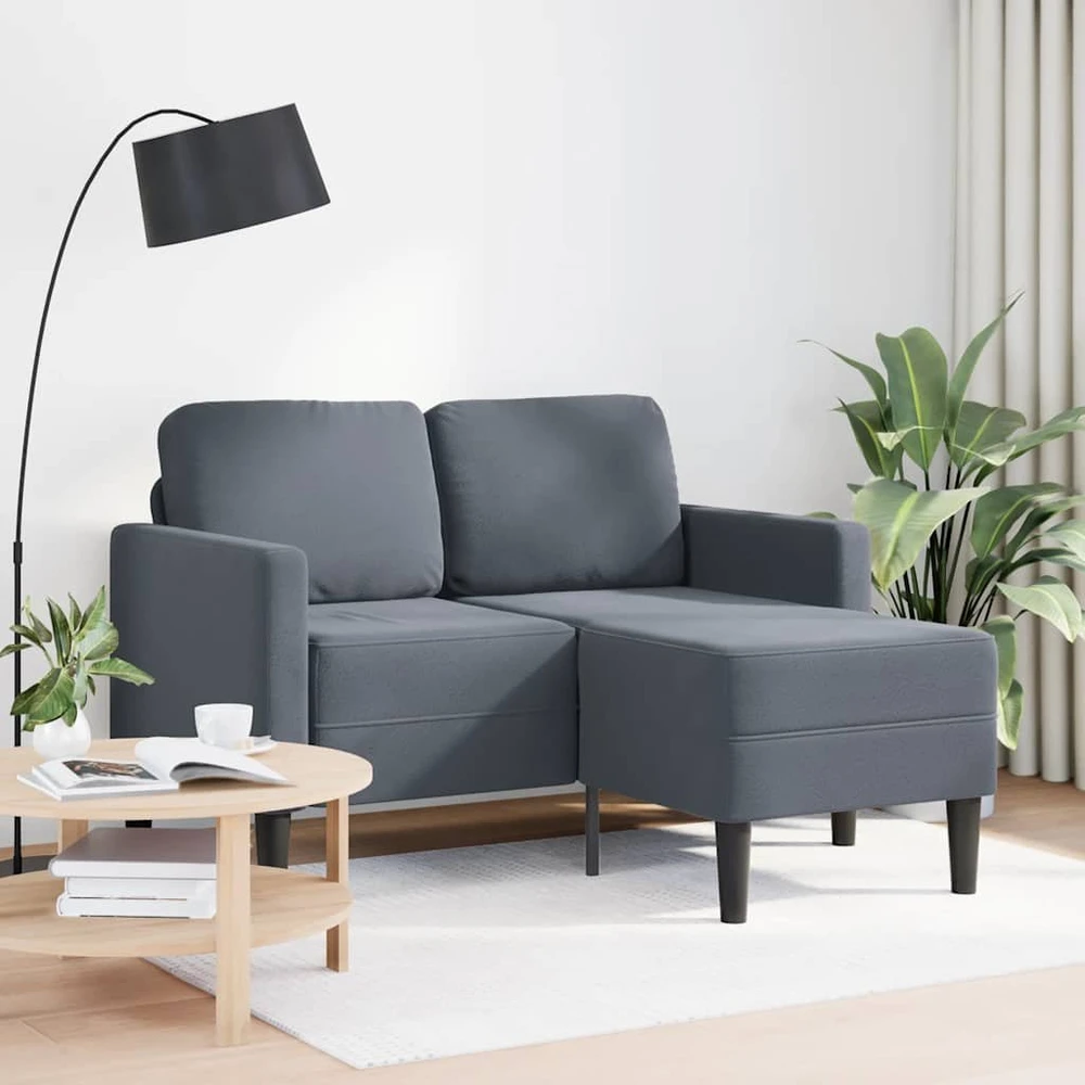 dvivietė sofa su gultu L formos tamsiai pilka 125 cm aksomas