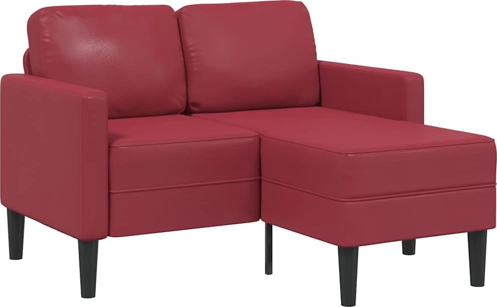 Dvivietė sofa su šezlongu, L formos, vyno raudonos spalvos, 125 cm, dirbtinė oda