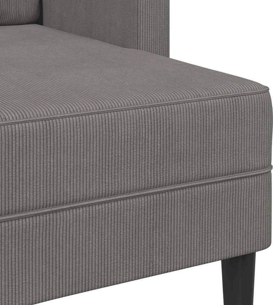 Dvivietė sofa su šezlongu, L formos, šviesiai pilka, 125 cm, linas