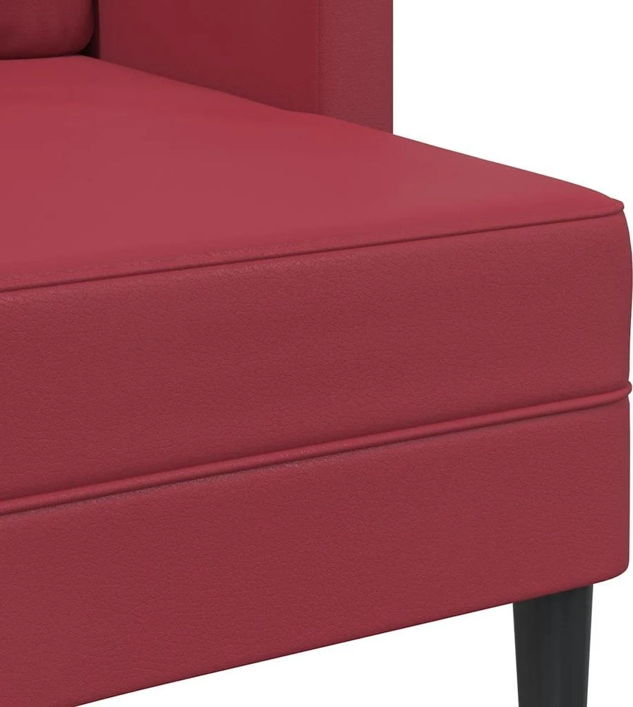 Dvivietė sofa su šezlongu, L formos, vyno raudonos spalvos, 125 cm, dirbtinė oda