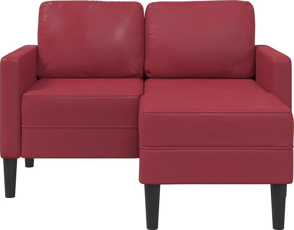 Dvivietė sofa su šezlongu, L formos, vyno raudonos spalvos, 125 cm, dirbtinė oda