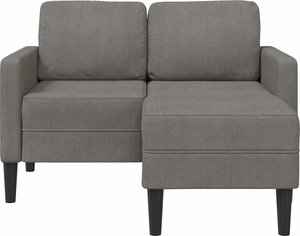Dvivietė sofa su šezlongu, L formos, šviesiai pilka, 125 cm, linas