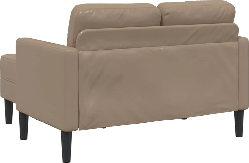 Dvivietė sofa su šezlongu, L formos, kapučino spalvos, 125 cm, dirbtinė oda