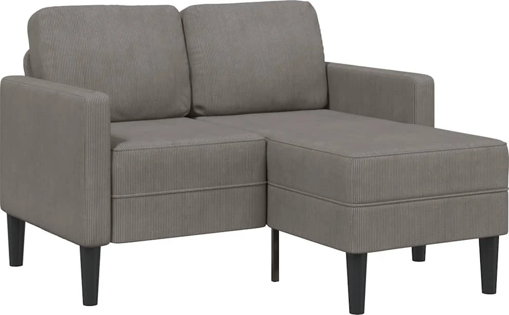 Dvivietė sofa su šezlongu, L formos, šviesiai pilka, 125 cm, linas