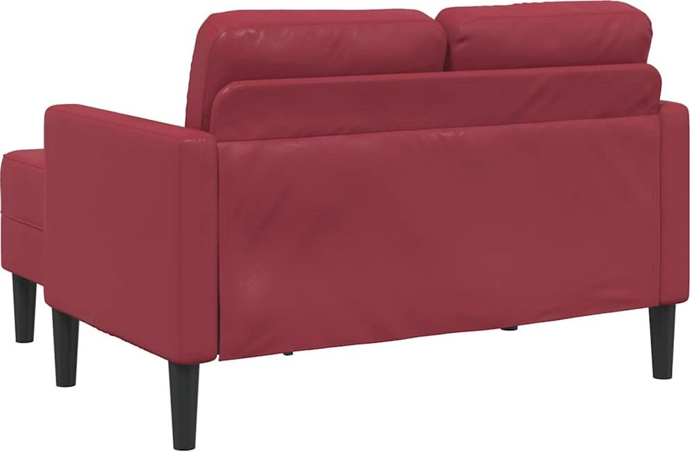 Dvivietė sofa su šezlongu, L formos, vyno raudonos spalvos, 125 cm, dirbtinė oda