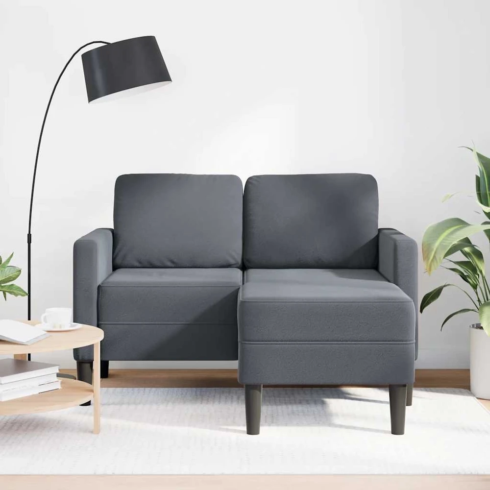 dvivietė sofa su gultu L formos tamsiai pilka 125 cm aksomas