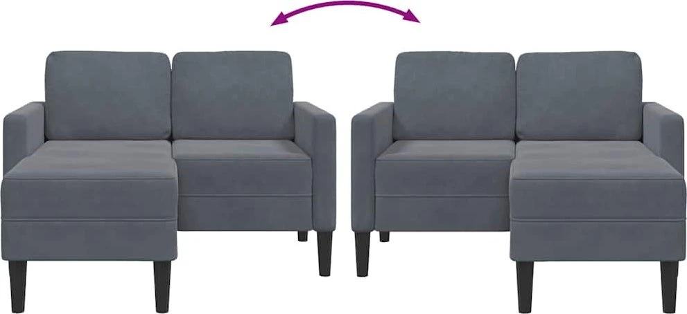 dvivietė sofa su gultu L formos tamsiai pilka 125 cm aksomas