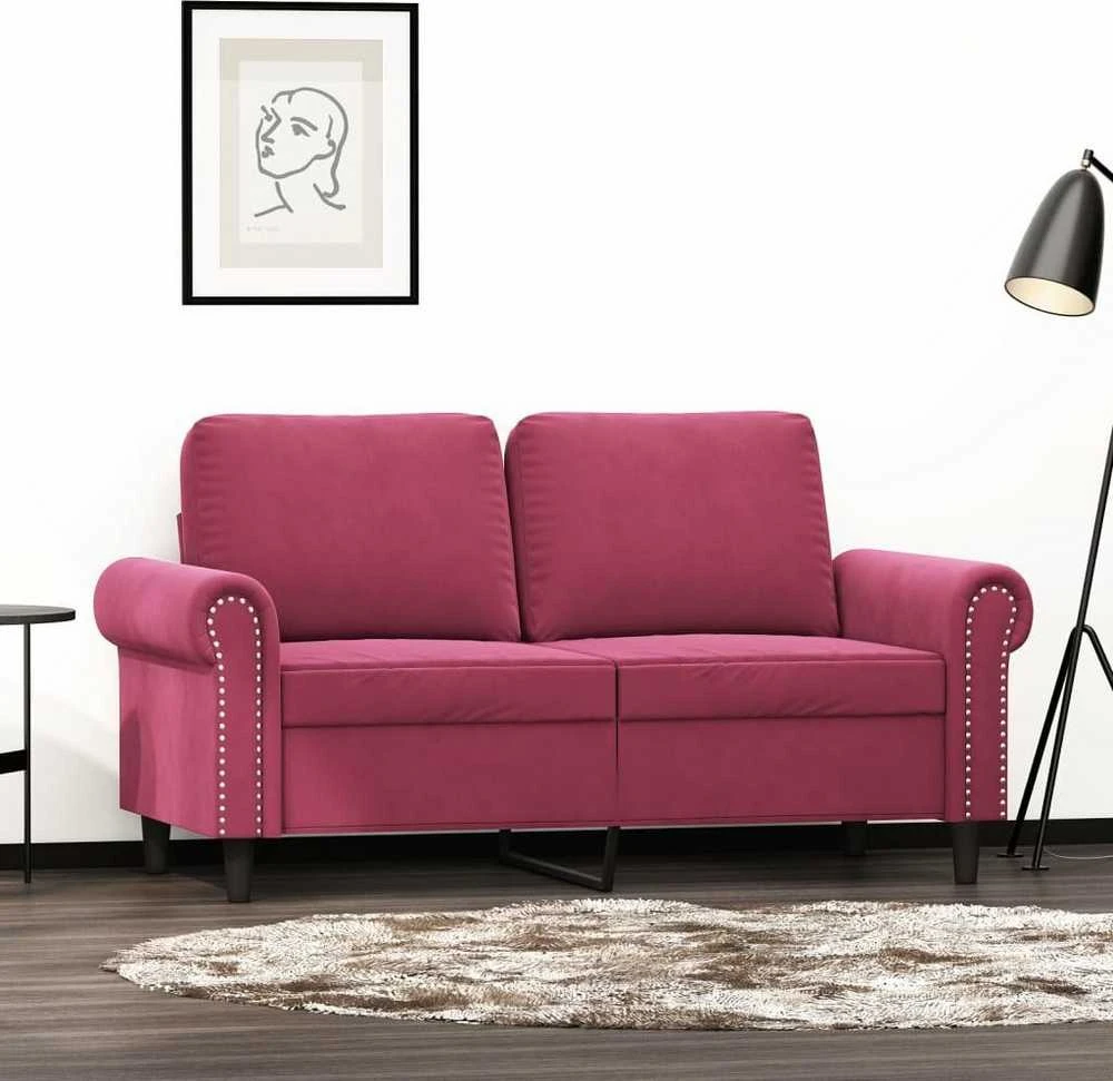 Dvivietė sofa, raudonojo vyno spalvos, 120cm, aksomas