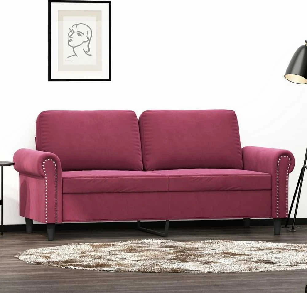 Dvivietė sofa, raudonojo vyno spalvos, 140cm, aksomas