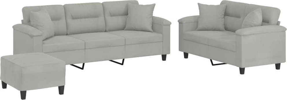 Sofa Sofos komplektas su pagalvėmis, 3 dalių, pilkas, audinys