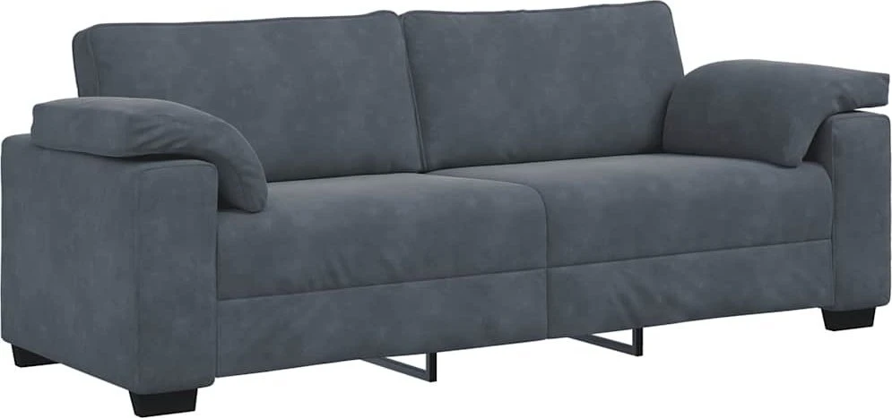 Trivietė sofa, tamsiai pilka, 220x77x82 cm, aksomas