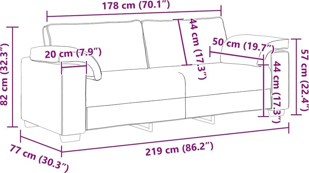 Trivietė sofa, tamsiai pilka, 220x77x82 cm, aksomas
