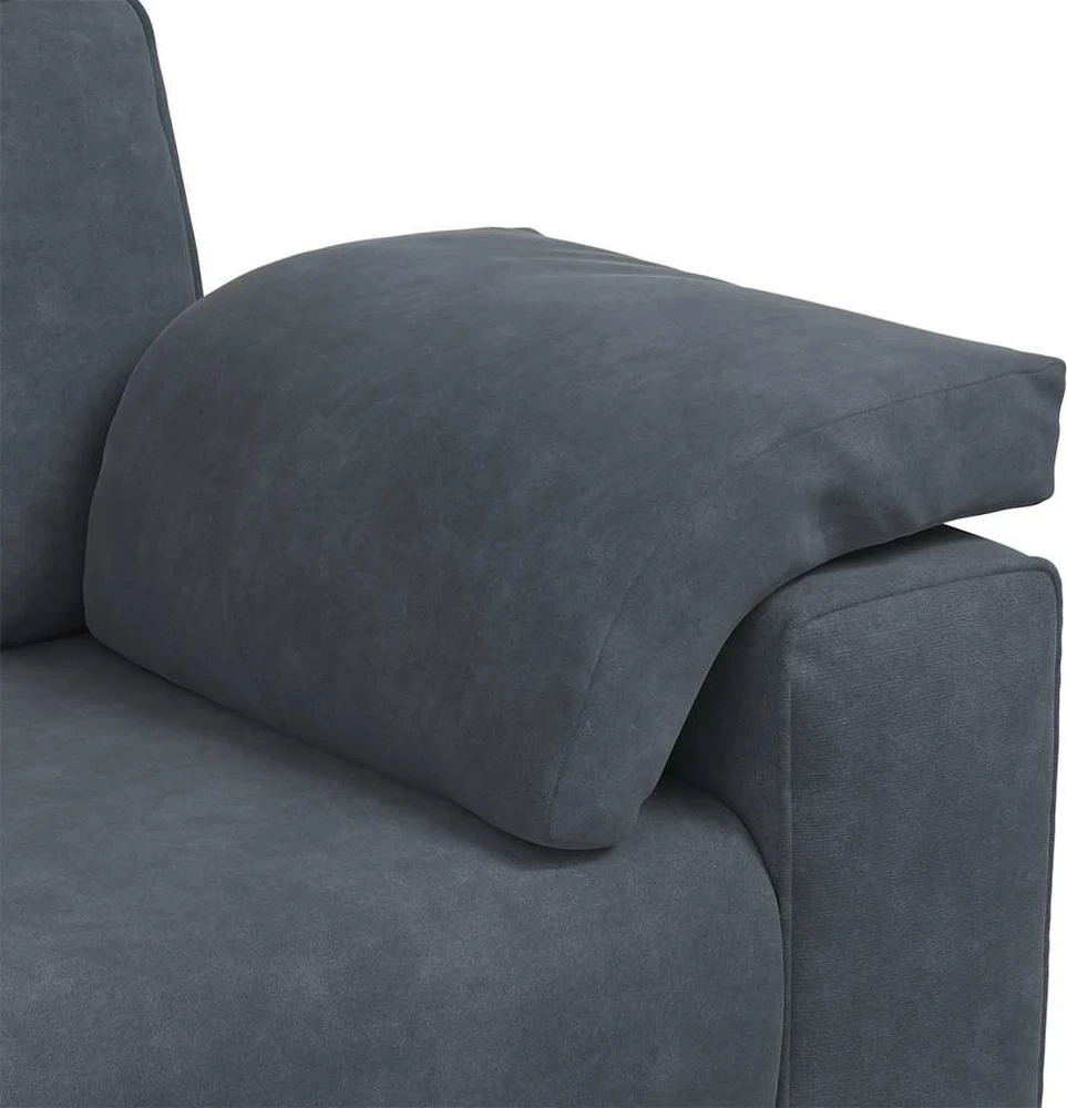 Trivietė sofa, tamsiai pilka, 220x77x82 cm, aksomas