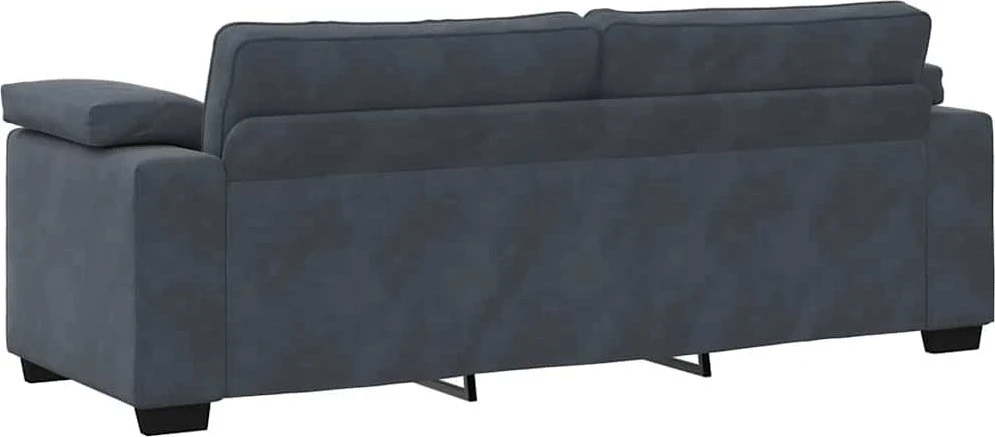 Trivietė sofa, tamsiai pilka, 220x77x82 cm, aksomas