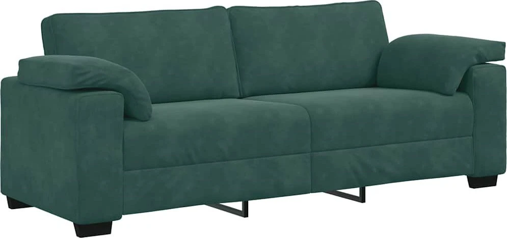 Trivietė sofa, tamsiai žalia, 220x77x82 cm, aksomas
