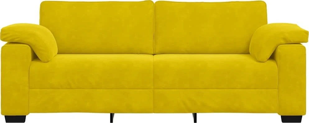 Trivietė sofa, geltona, 220x77x82 cm, aksomas