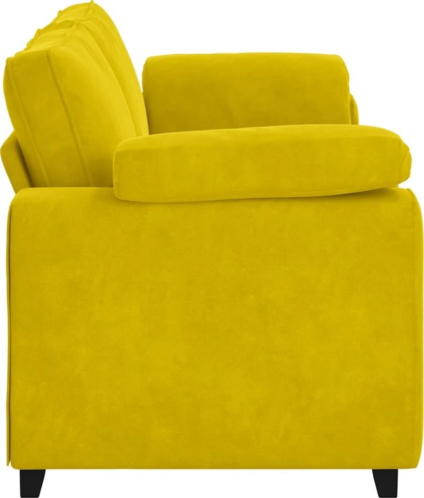 Trivietė sofa, geltona, 220x77x82 cm, aksomas