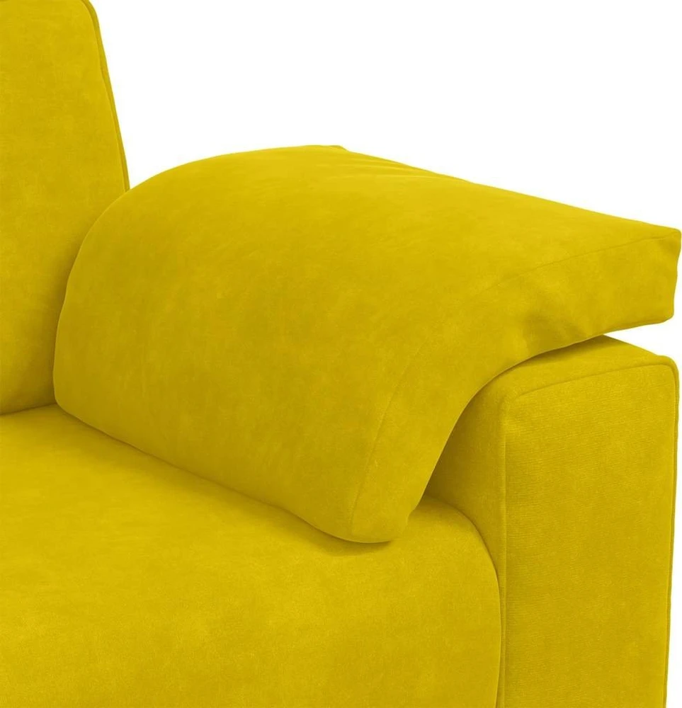Trivietė sofa, geltona, 220x77x82 cm, aksomas