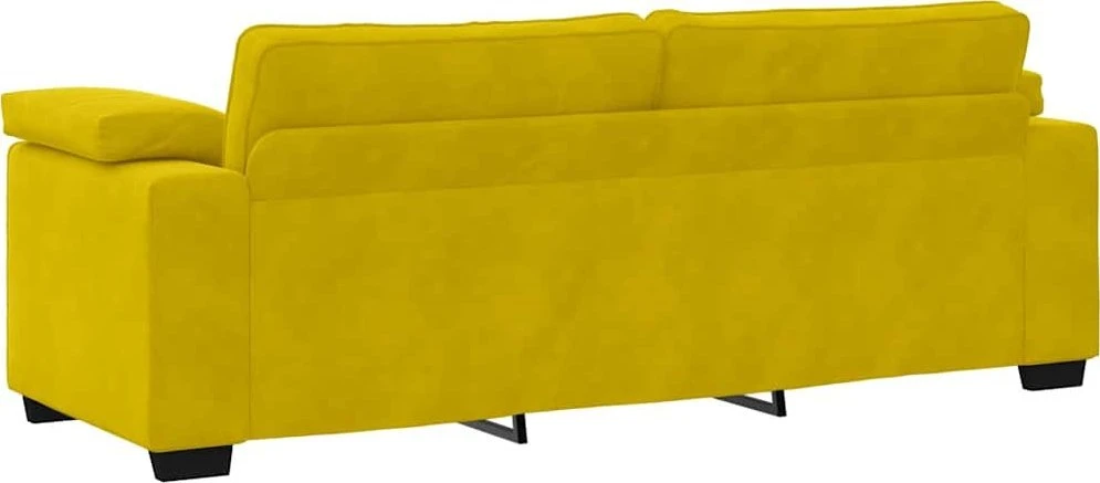 Trivietė sofa, geltona, 220x77x82 cm, aksomas