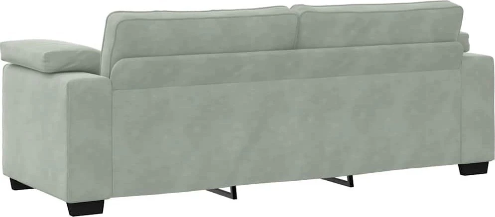 Trivietė sofa, šviesiai pilka, 220x77x82 cm, aksomas