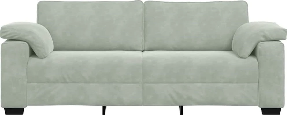 Trivietė sofa, šviesiai pilka, 220x77x82 cm, aksomas