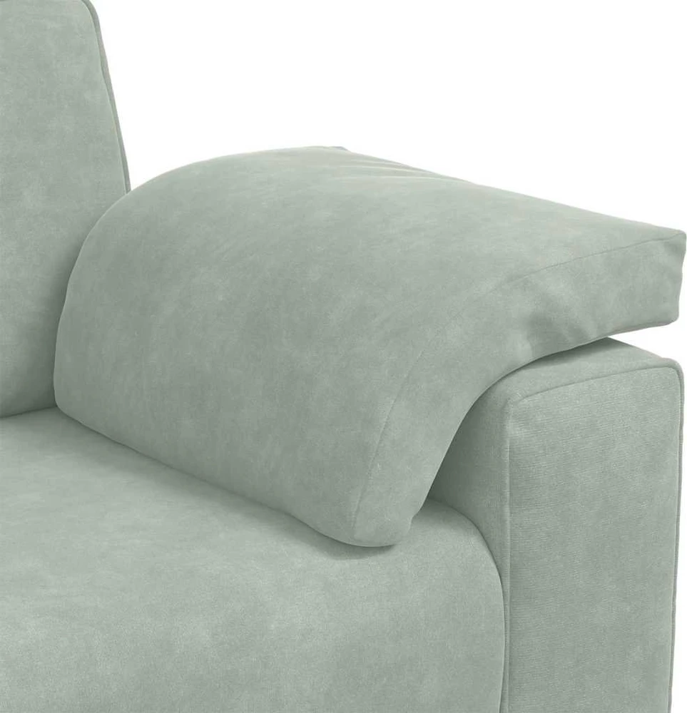 Trivietė sofa, šviesiai pilka, 220x77x82 cm, aksomas