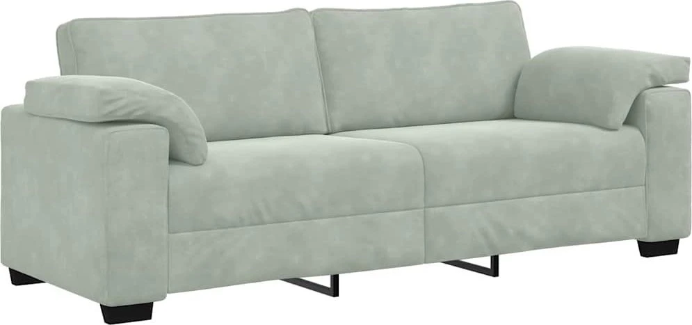 Trivietė sofa, šviesiai pilka, 220x77x82 cm, aksomas