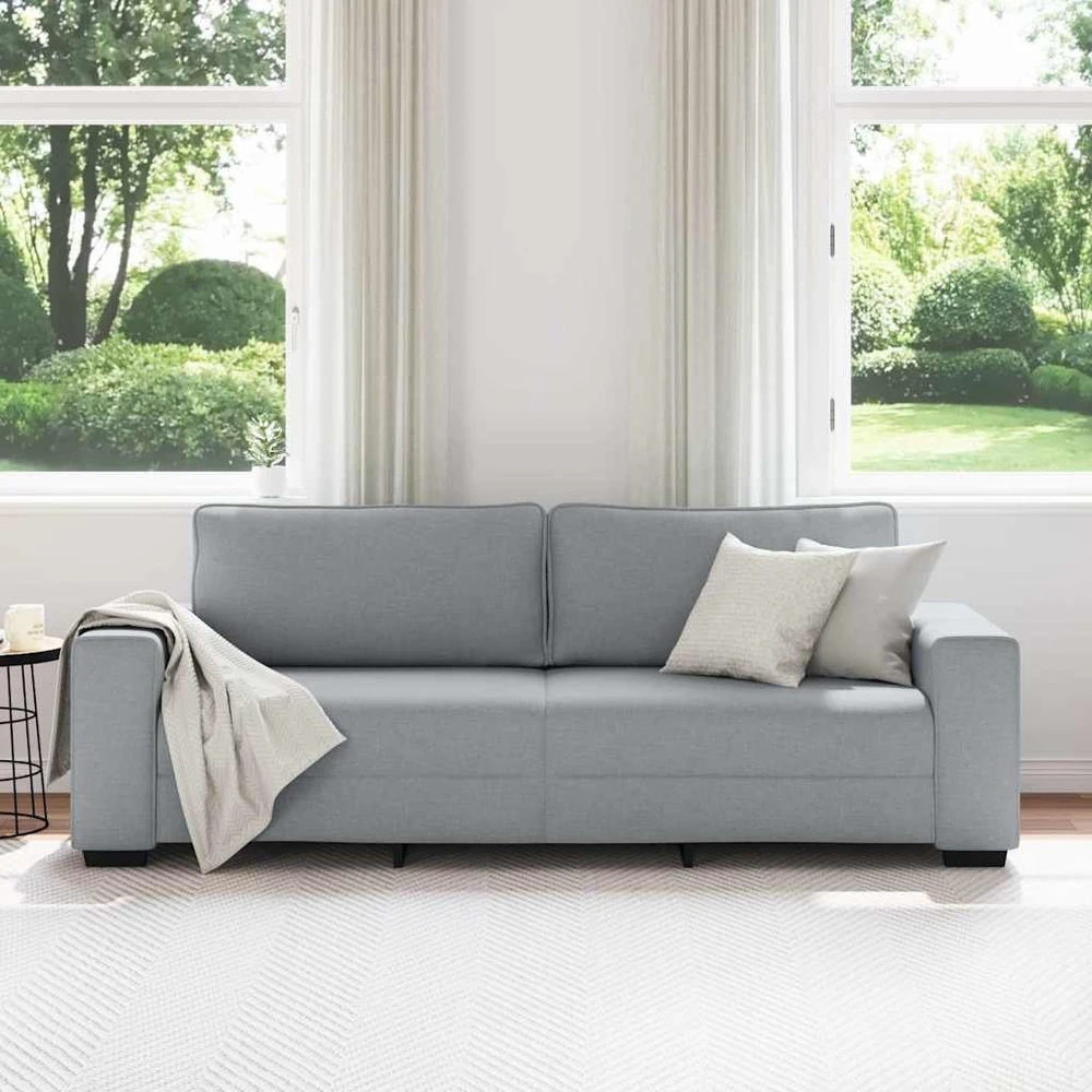 Trivietė sofa, šviesiai pilka, 220x77x82 cm, audinys