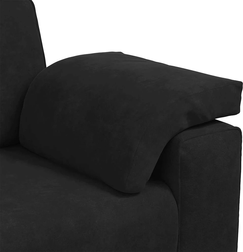 Trivietė sofa, juoda, 220x77x82 cm, aksomas