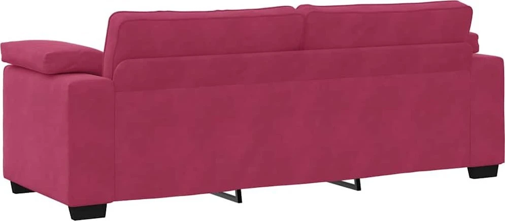 Trivietė sofa, vyno raudonumo, 220x77x82 cm, aksominė