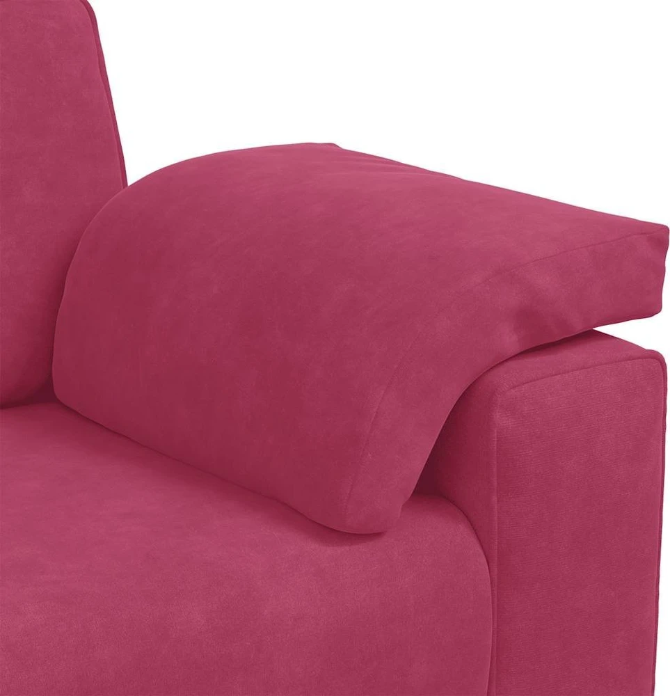 Trivietė sofa, vyno raudonumo, 220x77x82 cm, aksominė