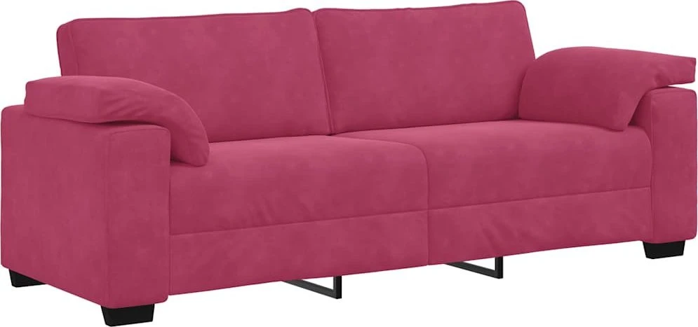 Trivietė sofa, vyno raudonumo, 220x77x82 cm, aksominė