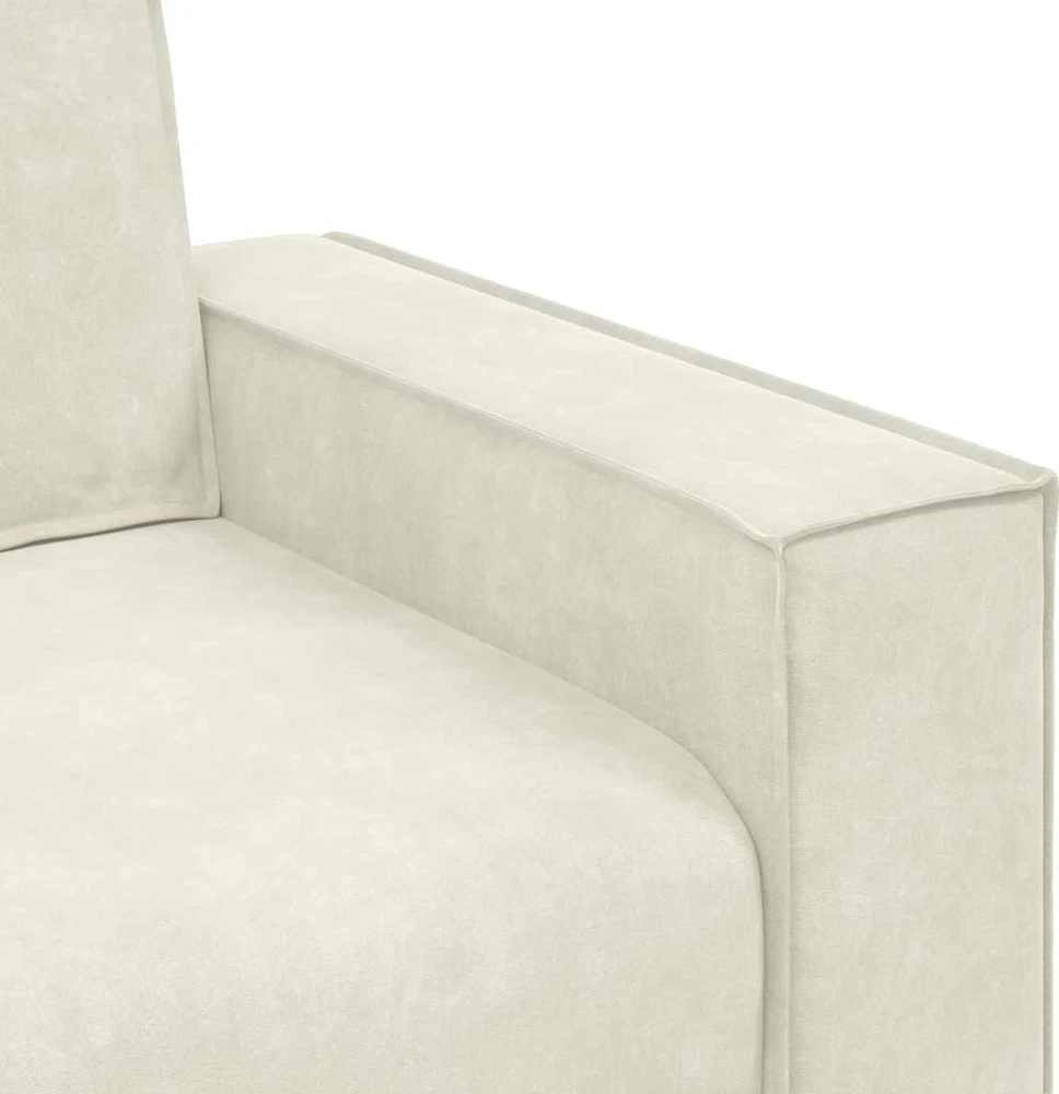 Trivietė sofa, kreminės spalvos, 220x78x84 cm, aksomas