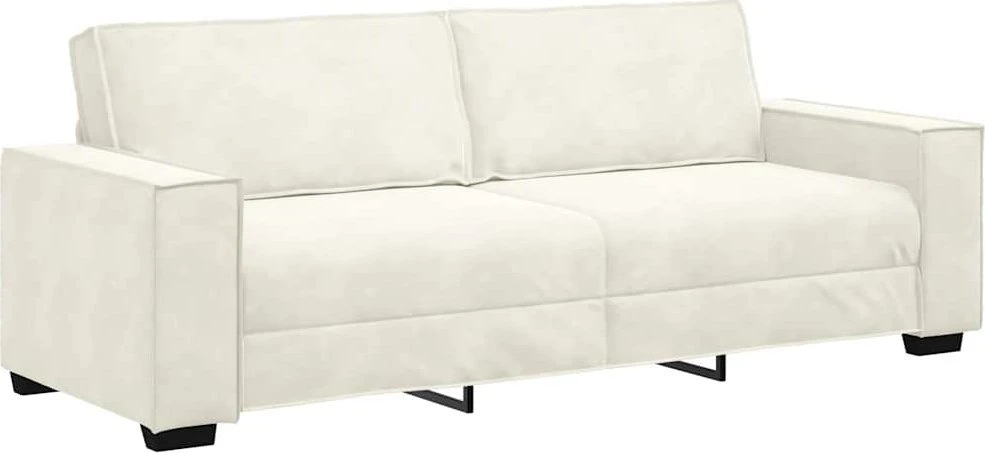 Trivietė sofa, kreminės spalvos, 220x78x84 cm, aksomas