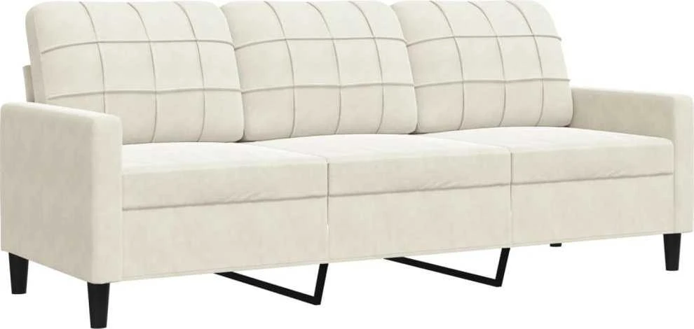 Trivietė sofa, kreminės spalvos, 180cm, aksomas