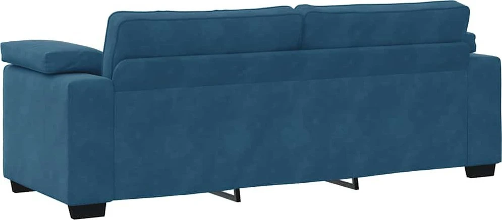 Trivietė sofa, mėlyna, 220x77x82 cm, aksomas