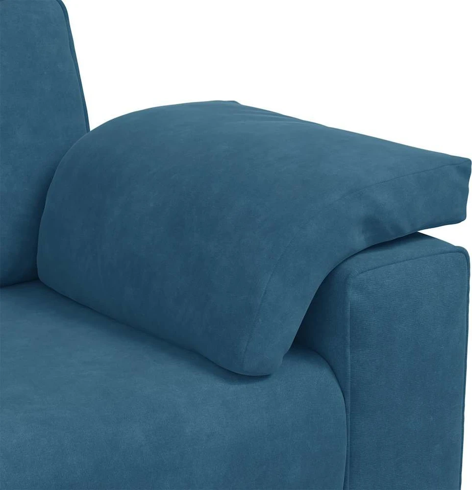 Trivietė sofa, mėlyna, 220x77x82 cm, aksomas