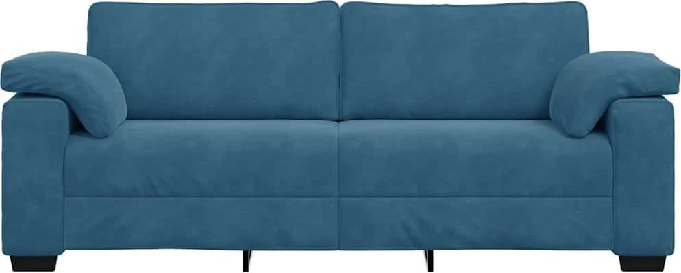 Trivietė sofa, mėlyna, 220x77x82 cm, aksomas