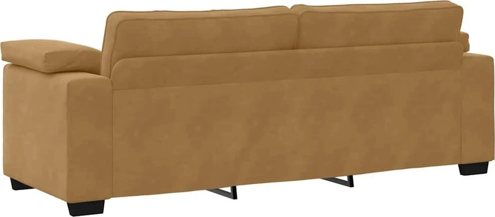Trivietė sofa, ruda, 220x77x82 cm, aksominė