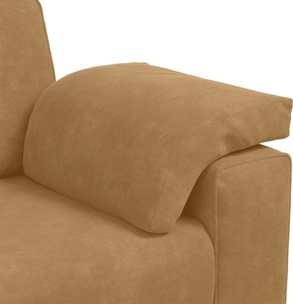 Trivietė sofa, ruda, 220x77x82 cm, aksominė